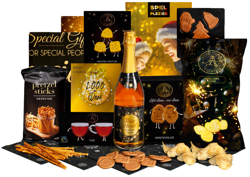 Kerstpakket 2025 Assortiment +825 verschillende uit voorraad leverbaar