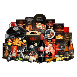 Populaire BBQ kerstpakketten barbecue kerstpakketten met kogelbarbecue bbq set biertjes en wijn