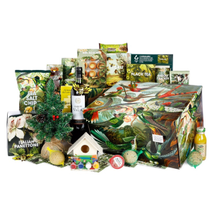 Groene kerstpakketten inclusief een groen gekleurde kerstpakketdoos